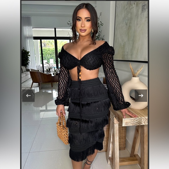 Fringe Skirt Set Black - Picture 5 of 6